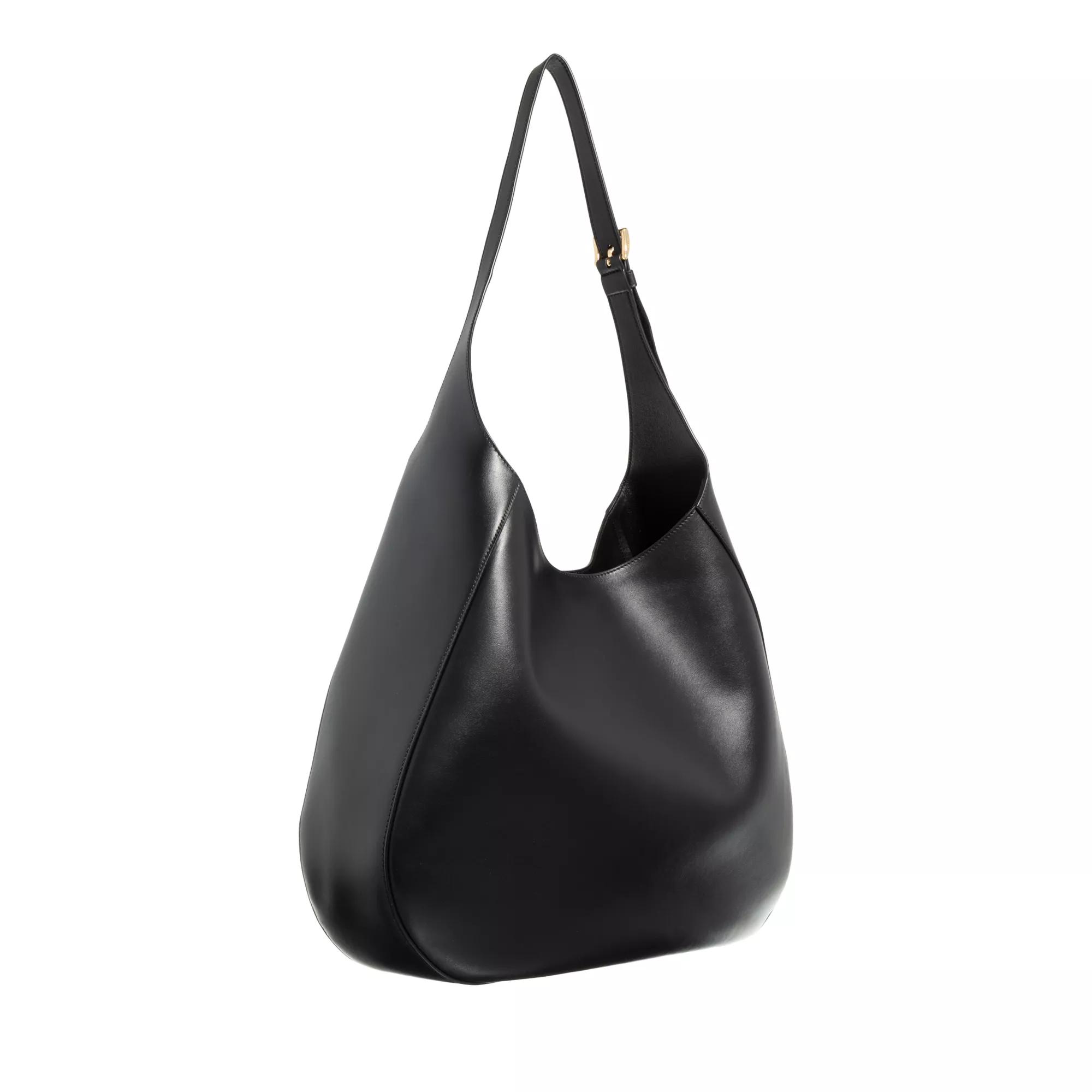 Prada Hobo bags Large Leather Shoulder Bag With Topstitching in zwart