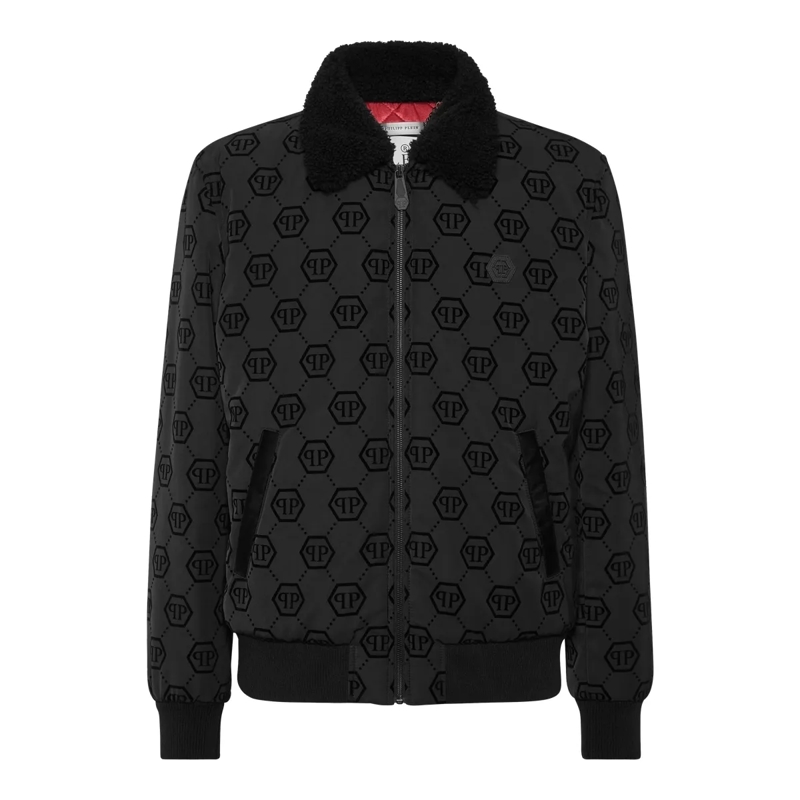 Philipp Plein Daunenjacke Bomber Monogram schwarz