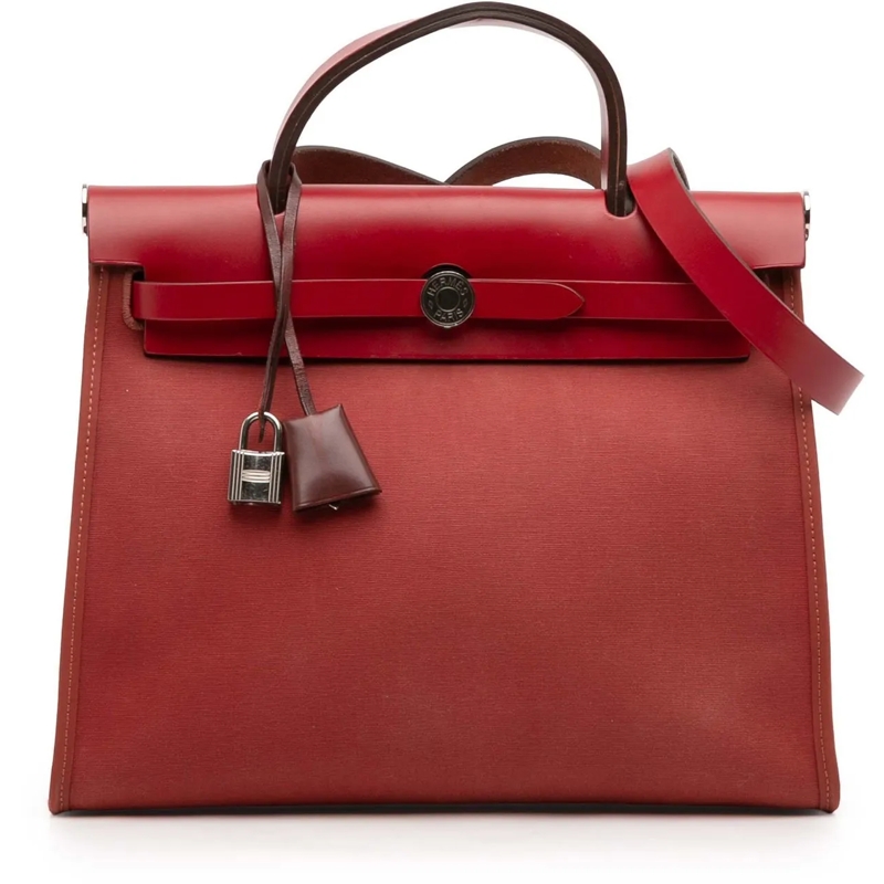 Hermès Schultertasche Toile Herbag Zip Retourne Verso 31 rot