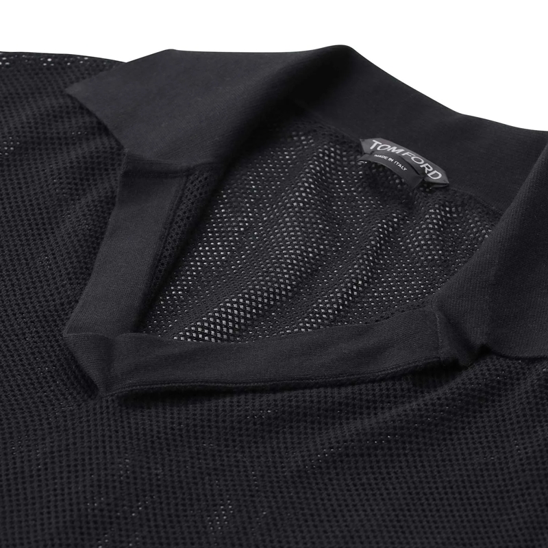 Tom Ford Polohemd Poloshirt mit Seide schwarz(Image 7)