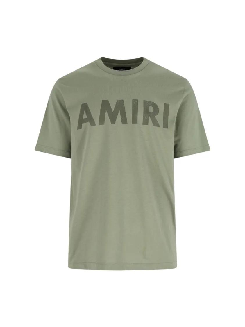 Thumbnail - Amiri - "Stencil" T-Shirt, In Green Cotton, Crew Neck - Größe L - grün