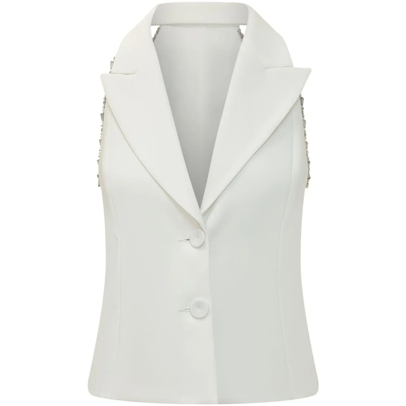Pinko Blazer Gilet Strutturato con Revers weiß