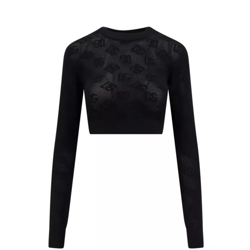 Dolce&Gabbana Viscose Mesh Top With All-Over Dg Logo Black 