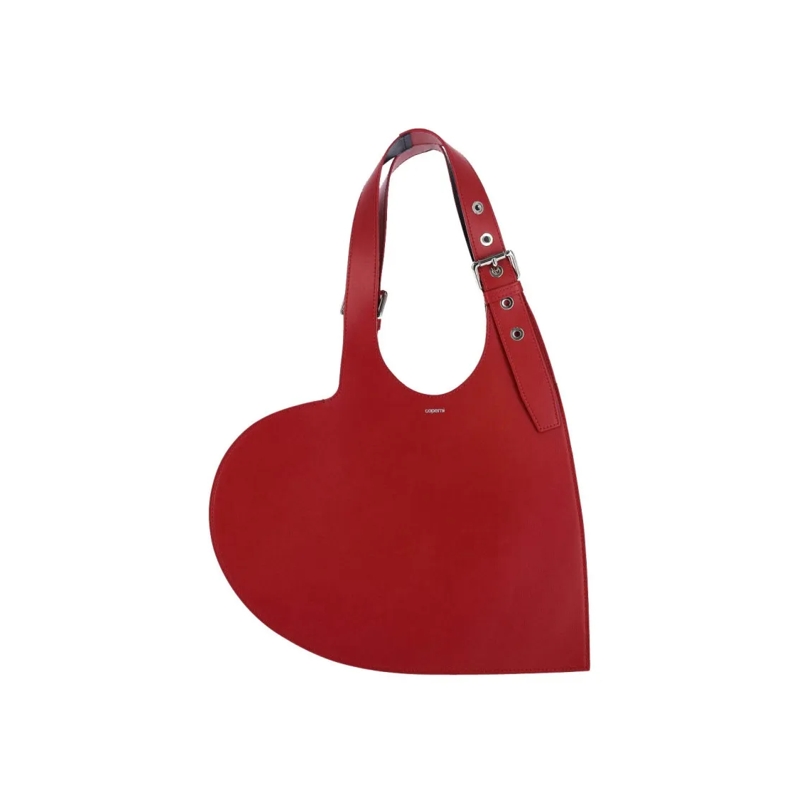 Coperni Fourre-tout Heart-Shaped Red Calfskin Tote Bag With Adjustable Red