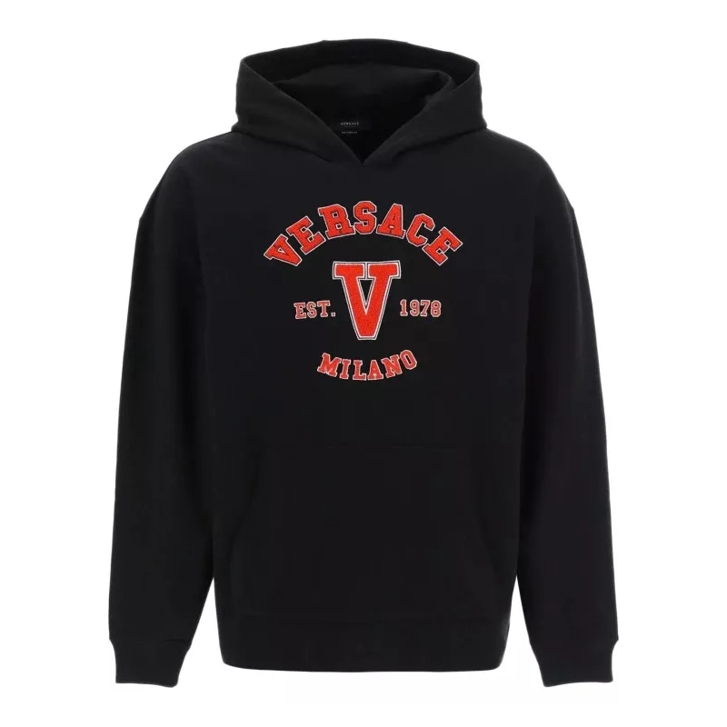 Versace  Hooded Cotton Logo Sweatshirt Black
