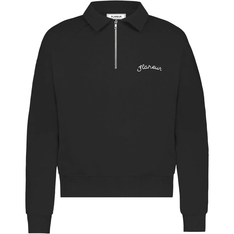 Flâneur  Signature Raglan Half Zip | Black schwarz
