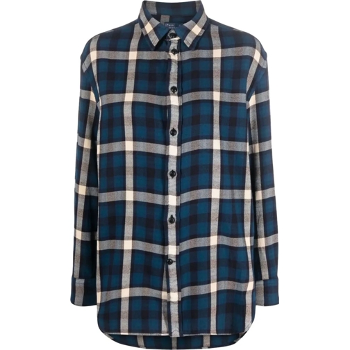 Ralph Lauren T-Shirts Oversize Fit Plaid Check Shirt blau