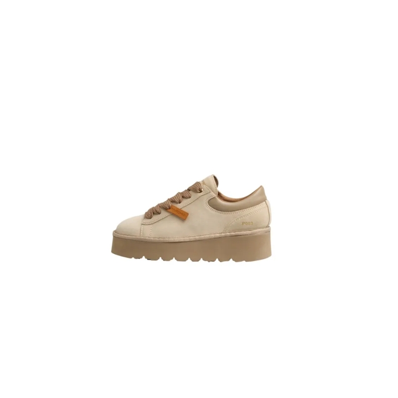 Panchic Sneaker basse Beige Leather Low-Top Sneakers With Sole Neutrals