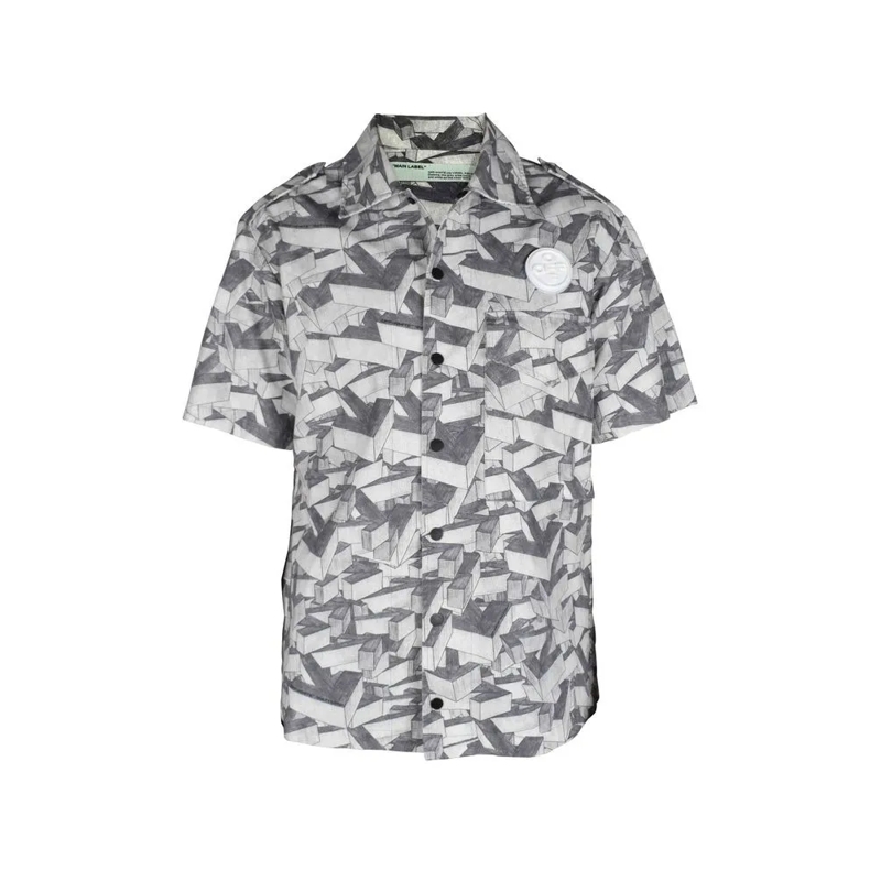 Off-White Overhemd Short-Sleeved Gray Shirt With 3D Arrow Pattern Grey