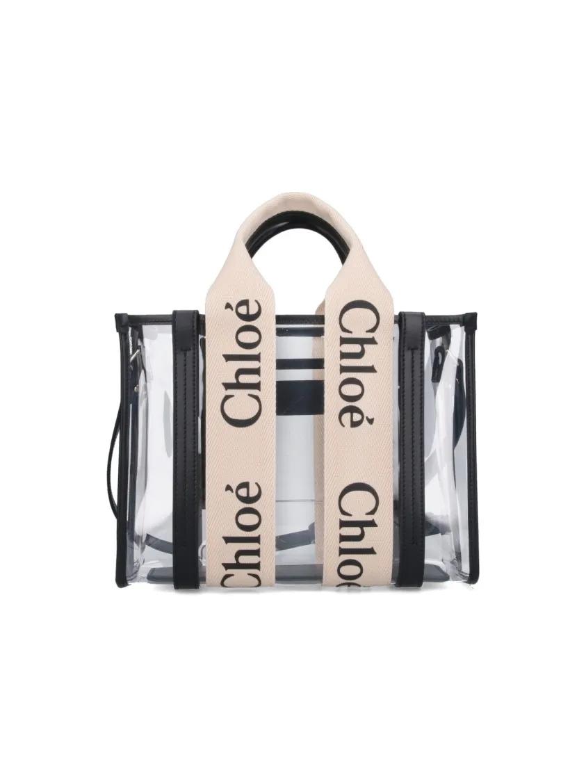 Chloé Shoppers & Totes Small "Woody" Transparent Tote Bag in transparant