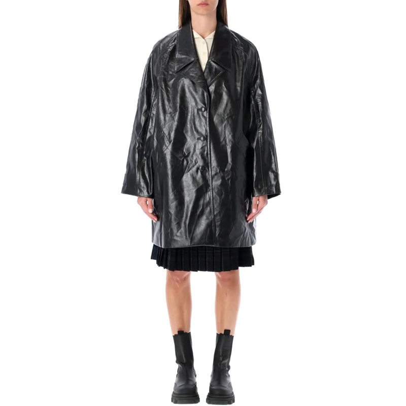 Low Classic Manteau d'hiver Eco Leather Peacoat Black