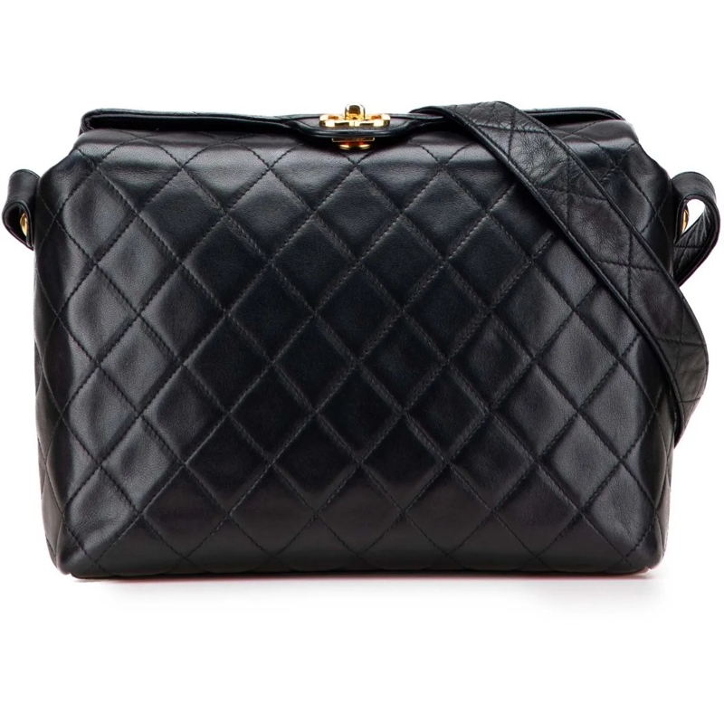 Chanel Sac à bandoulière CC Quilted Lambskin Crossbody schwarz