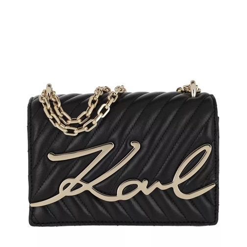 Karl Lagerfeld Signature Stitch Small Shoulderbag Black Gold Borsetta a tracolla