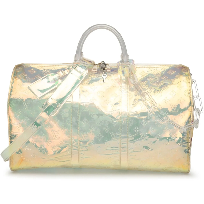 Louis Vuitton Weekender Monogram Prism Keepall Bandouliere 50 weiß