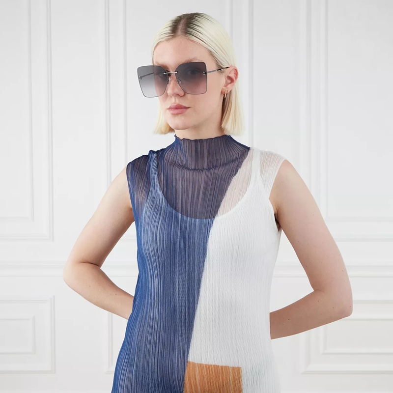 Alexander McQueen Sonnenbrille AM0342S-001 63 Sunglass Woman Metal Ruthenium-Ruthenium-Grey(Image 2)