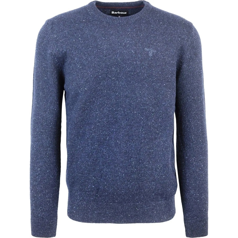 Barbour  Ribbed Crew Neck Knit Sweater In Blue Blend Black