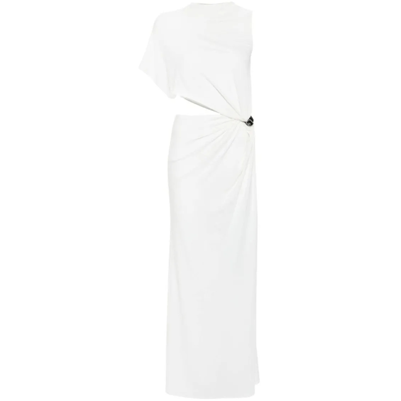 Courrèges  Heritage White Stretch-Jersey Crepe Asymmetric Dre White