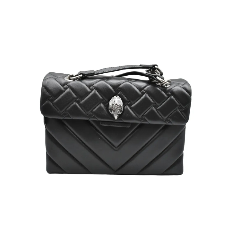 KURT GEIGER LONDON Schultertasche Quilted Black Handbag With Silver-Tone Clasp Black