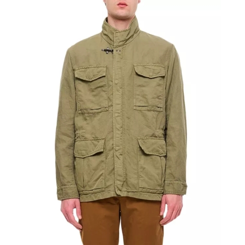 Fay Cotton Linen Field Jacket Green 