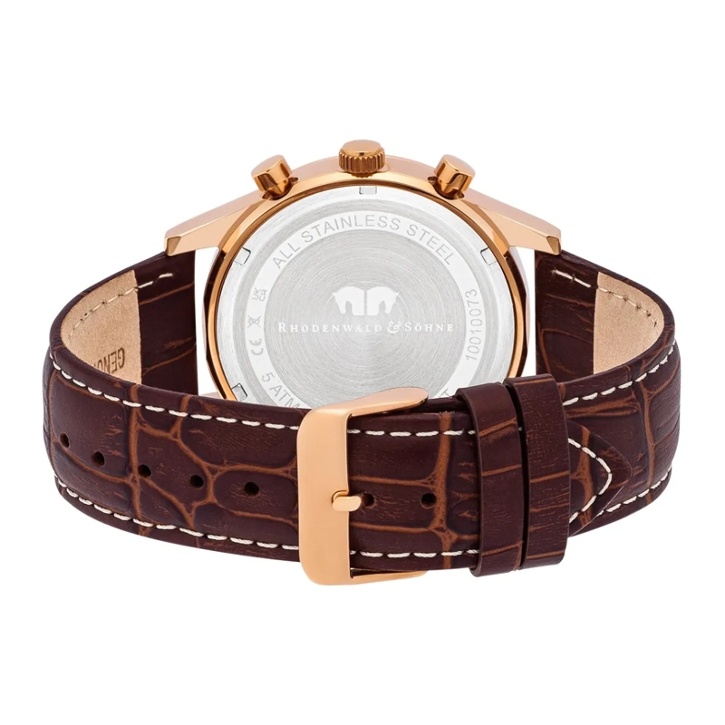 Rhodenwald & Söhne Automatikuhr Herren Armbanduhr Goodwill Echtleder rosegold(Image 6)