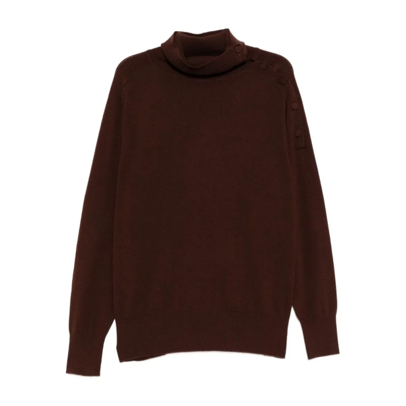 Dries Van Noten Pullover Relaxed Oversized Brown Sweater With Turtleneck Brown