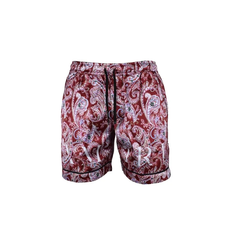 Amiri Casual Shorts Red Viscose Shorts With Bandana Print Burgundy
