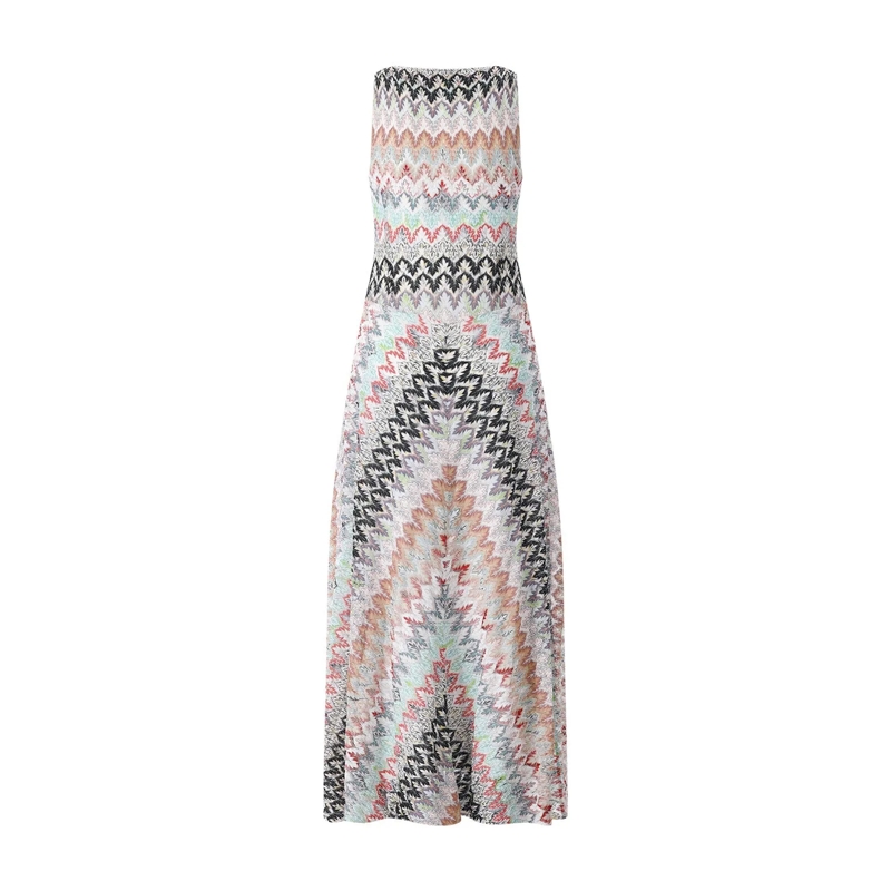 Missoni Maxi-jurk Zigzag Pattern Maxi Dress With Fitted Bodice Neutrals(Image 3)