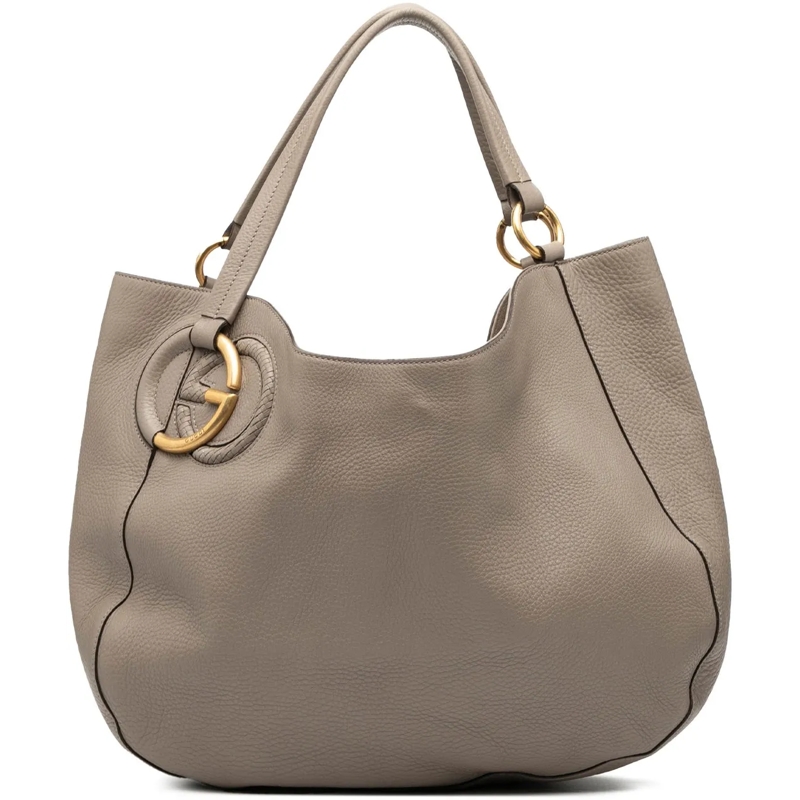 Gucci Shopper Medium Pebbled Calfskin Twill Tote braun