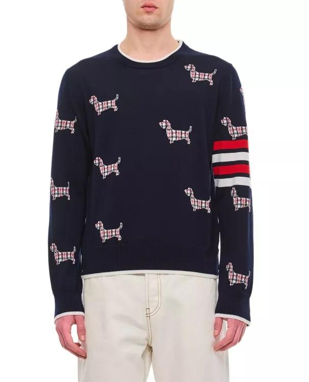 Thom Browne - 4 Bar Stripe Virgin Wool Crewneck Pullover - Größe 3 - blue