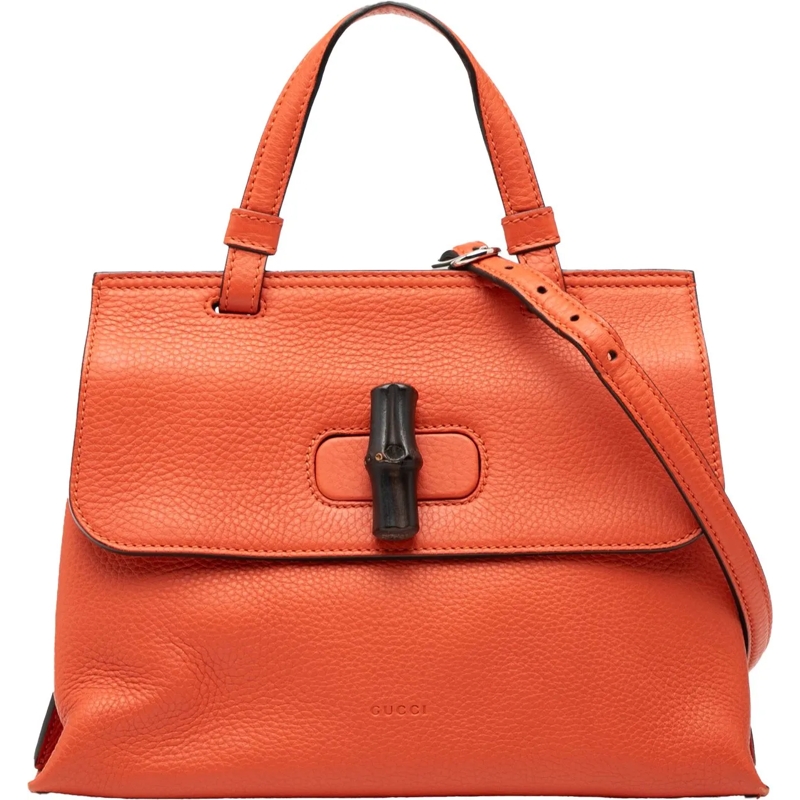 Gucci Schultertasche Small Leather Bamboo Daily Satchel orange
