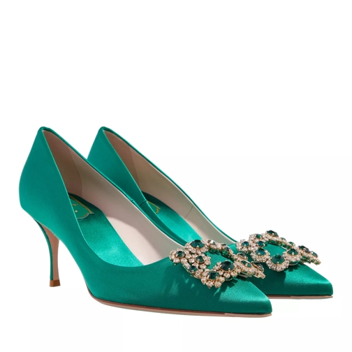 Roger Vivier Pumps With Flower Buckle Satin  Altraversione Green Tacchi