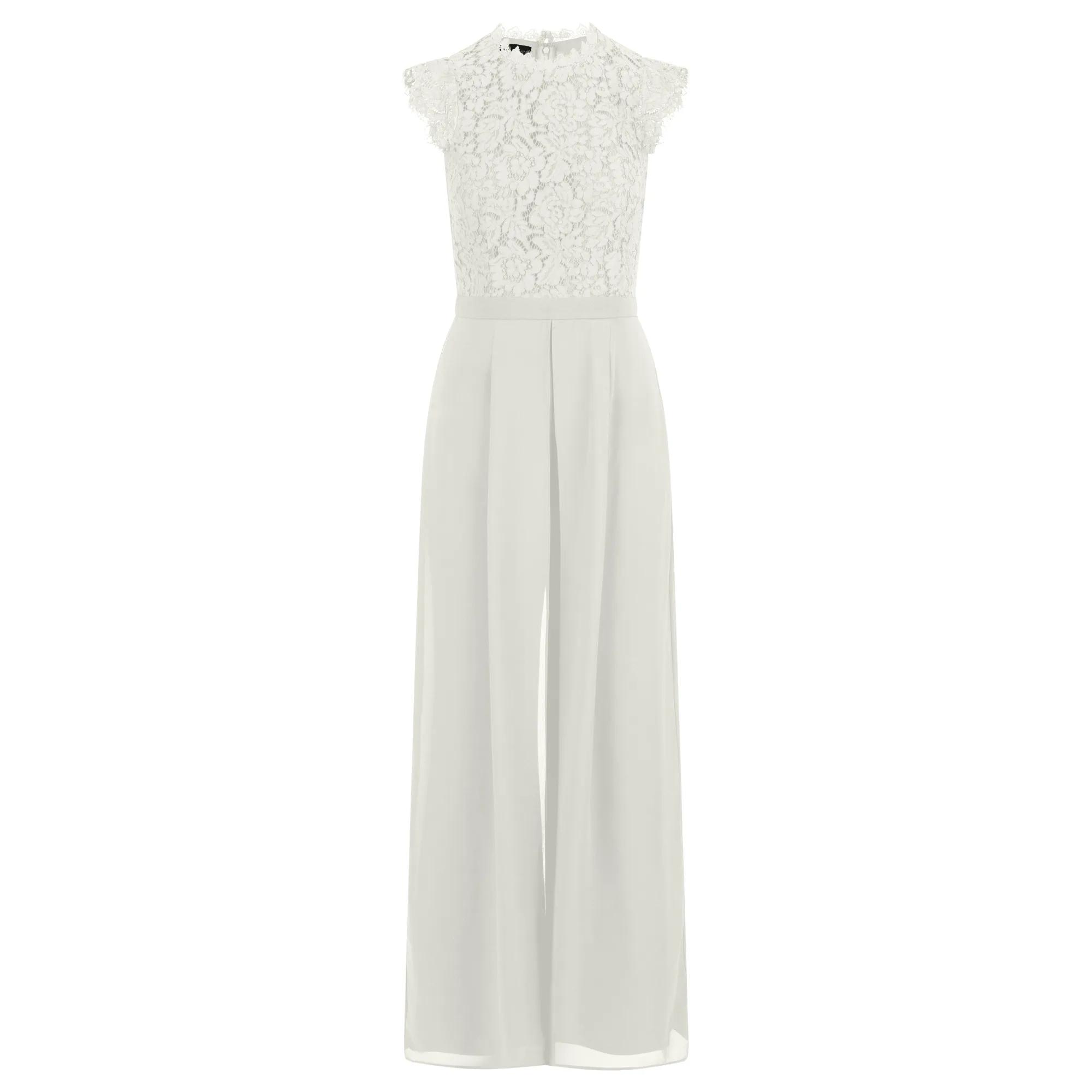 Laura Scott Jumpsuit mit Spitzenoberteil und Satin-Bindegürtel