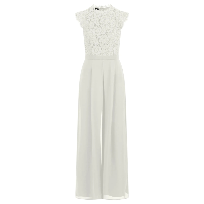 Apart Jumpsuit Overall mit Spitzenoberteil creme