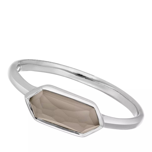 Leaf Ring Cube grey agate, silver rhodium plate  Grey Agate Ring