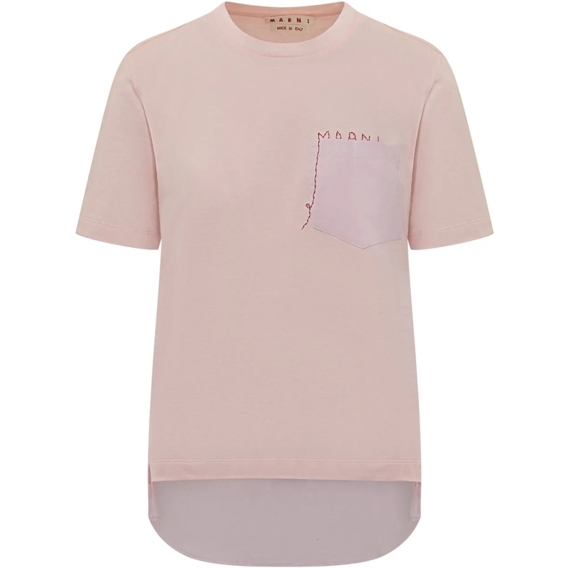 Marni T-shirt Marni T-shirt con Taschino Ricamato rose