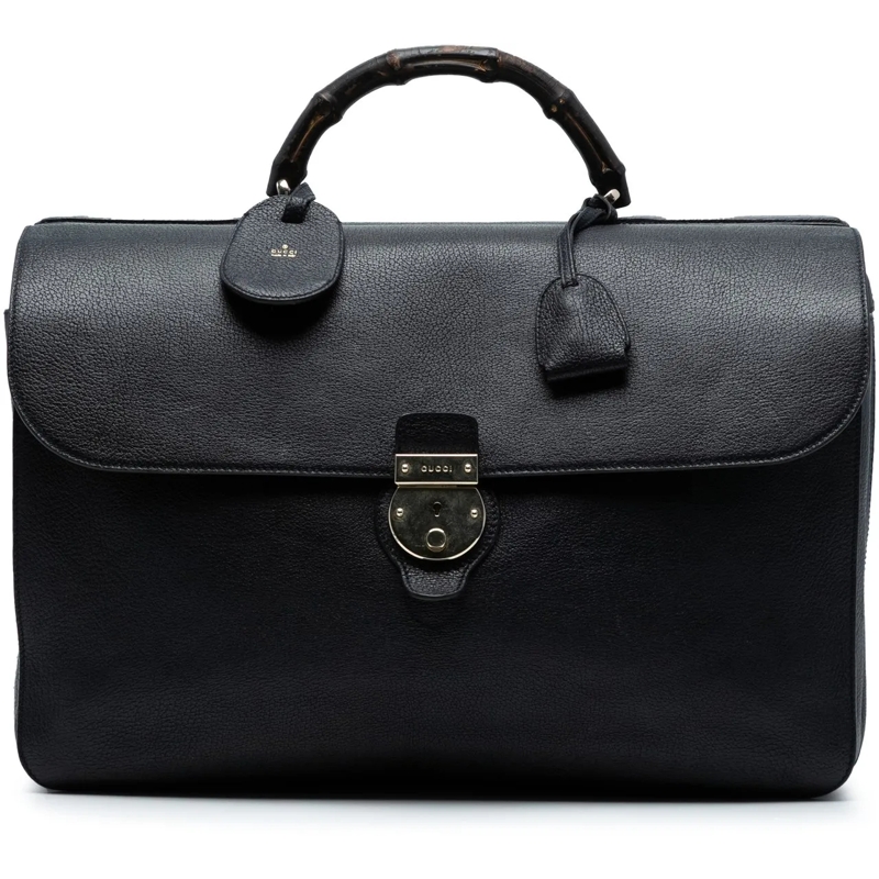 Gucci Tote Leather Bamboo Briefcase schwarz