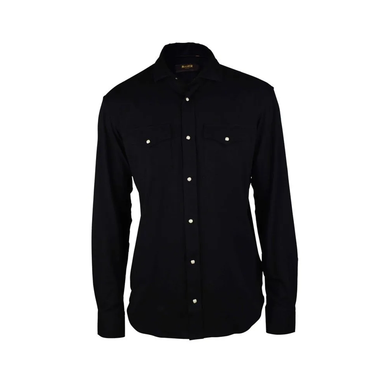 Moorer Overhemd Moorer Black Cotton Shirt With Snap Closure Black