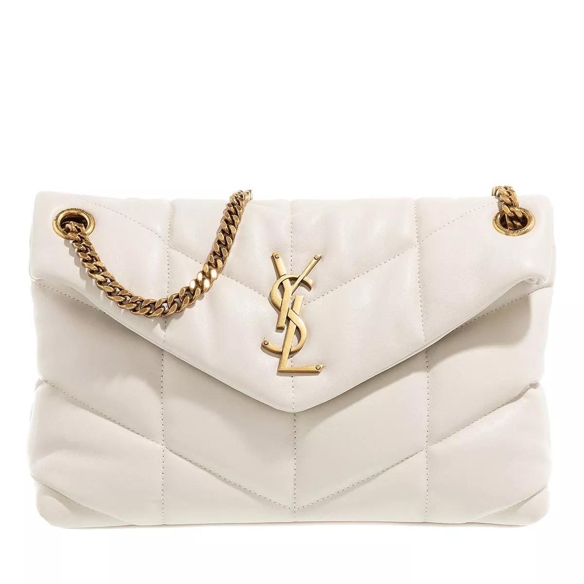 Saint Laurent White Quilted Leather Mini Puffer Toy Flap Bag For