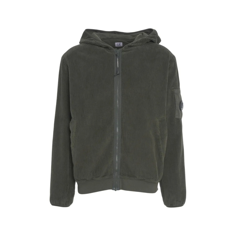 CP Company  Hooded Jacket With Logo Patch Grey