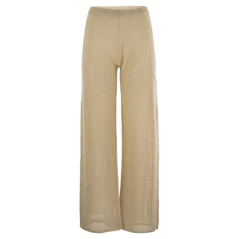 Mc2 Saint Barth  Alva - Crochet Flare Trousers Neutrals