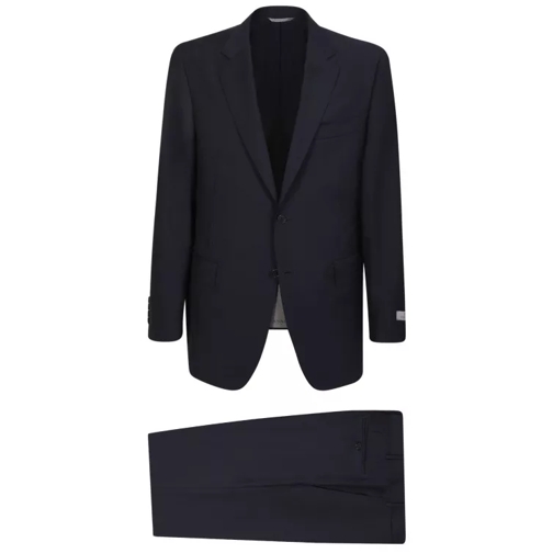 Canali Single-Breasted Blue Suit Black 