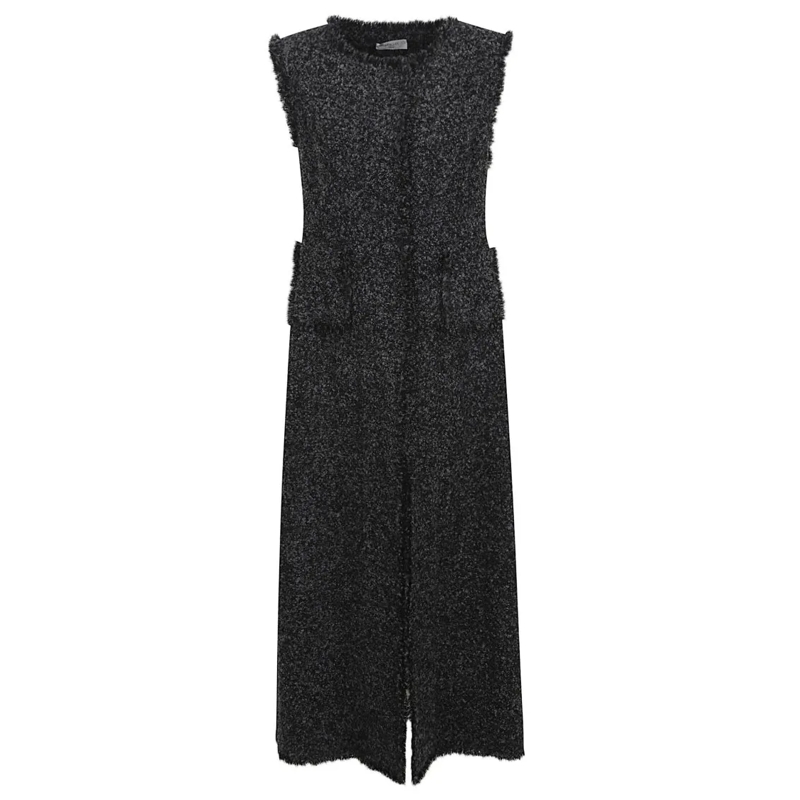 Charlott Overgangsmantel Sleeveless Textured Wool Waistcoat Black