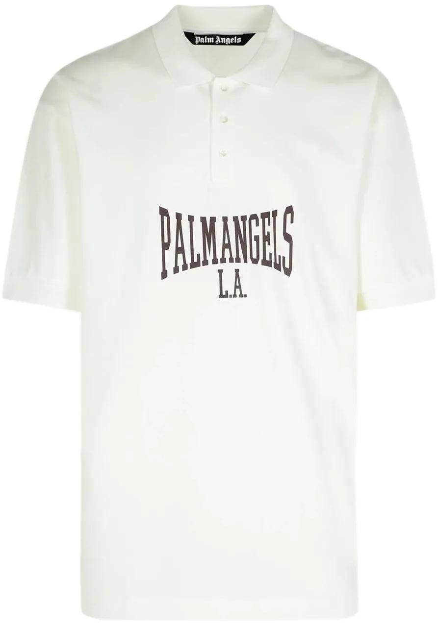 Thumbnail - Palm Angels - Palm Angels College Logo Polo - Größe L - weiß