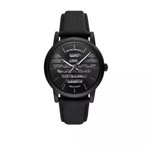 Emporio Armani Three-Hand Leather Watch Black Dresswatch