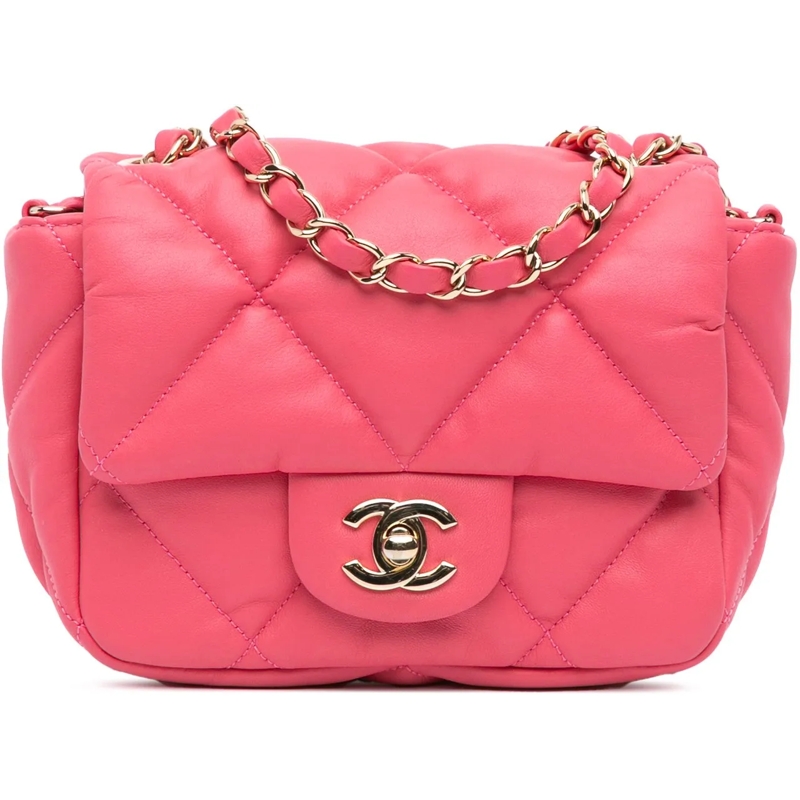 Chanel Sac à bandoulière Mini Quilted Calfskin Bubbly Flap rose