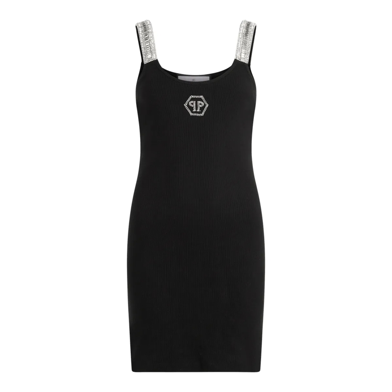 Philipp Plein Minikleid Mini Tank Dress Strass Hexagon schwarz