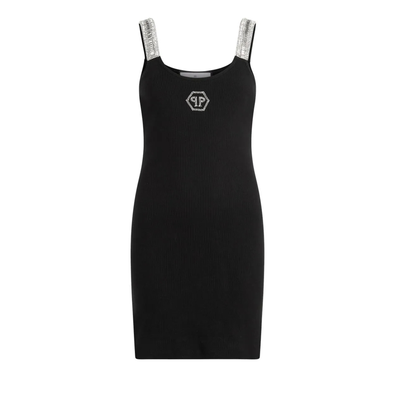 Philipp Plein Minikleid Mini Tank Dress Strass Hexagon schwarz