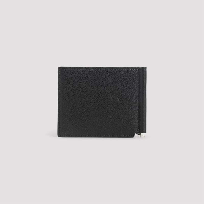 Givenchy Portemonnee Compact Black Calf Leather Wallet With Subtle Meta Black