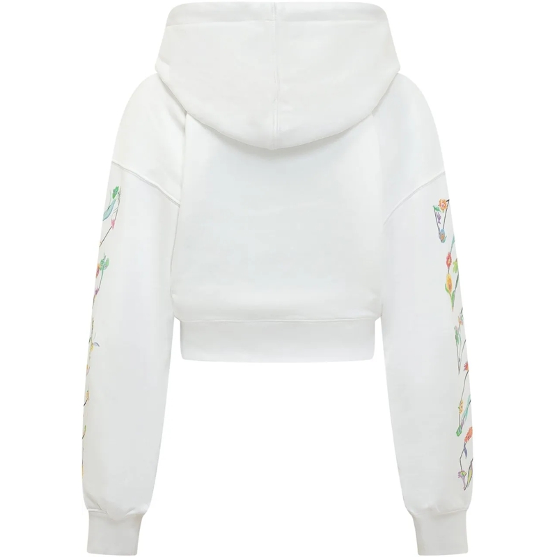 Off-White Weste Felpa Crop con Cappuccio e Stampa Floreale weiß(Image 2)