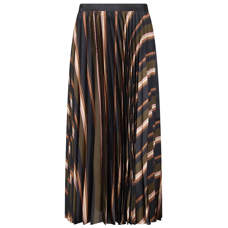 Sacai Minirok Maxi Wrap Skirt With Horizontal Stripe Detail And  Black